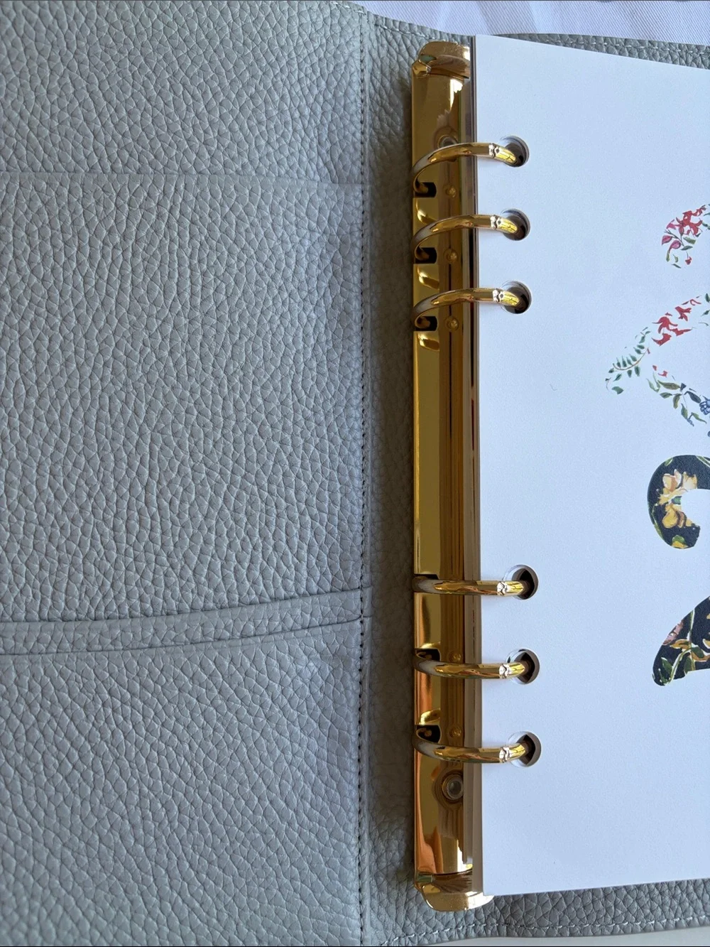 Neely & Chloe Light Gray Leather Planner with Gold Accent